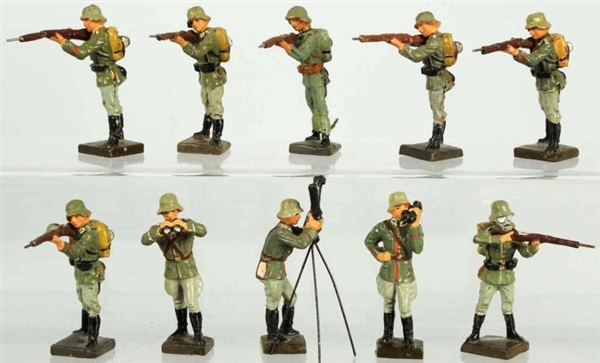 LOT OF 10: LINEOL 7CM GERMAN ARMY ACTION FIGURES. 