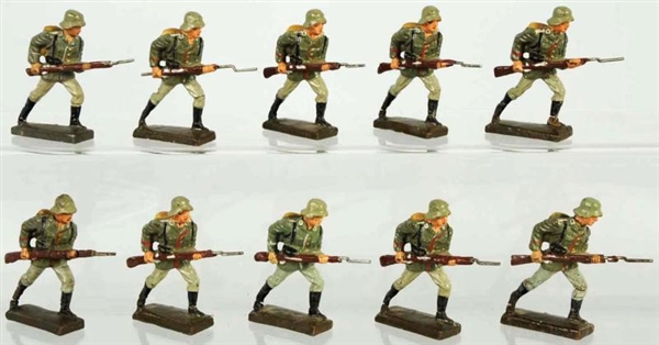 LOT OF 10: LINEOL 7CM GERMAN ARMY SOLDIERS.       