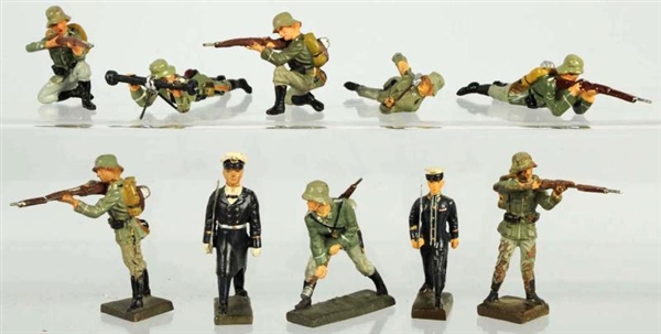 LOT OF 10: LINEOL GERMAN ARMY & NAVY FIGURES.     