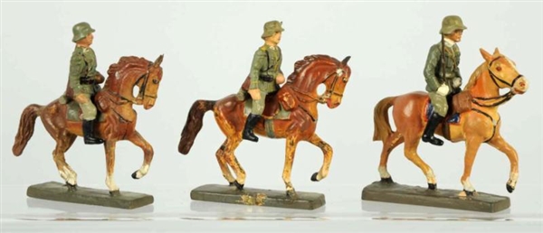 LOT OF 3: GERMAN 7CM SOLDIERS ON HORSE.           
