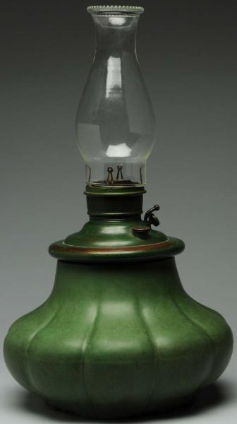 HAMPSHIRE ARTS & CRAFTS MATTE GREEN FACTORY LAMP. 
