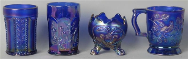 LOT OF 4: ASSORTED CARNIVAL GLASS PIECES.         