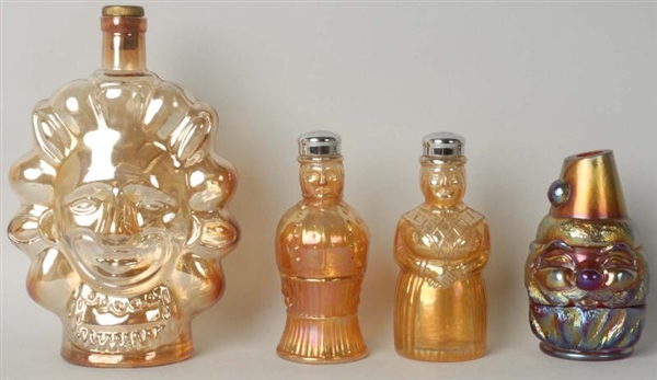 LOT OF 4: CARNIVAL TYPE GLASS ITEMS.              