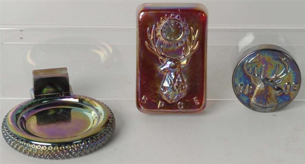 LOT OF 3: ELKS PAPERWEIGHTS & ASHTRAY.            