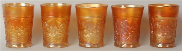 LOT OF 5: NORTHWOOD WATER LILY & CATTAIL TUMBLERS 