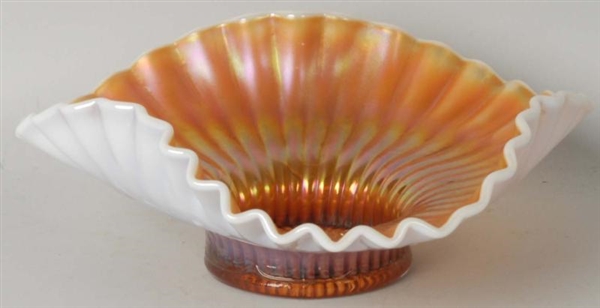 SMOOTH RAYS CARNIVAL GLASS BOWL.                  