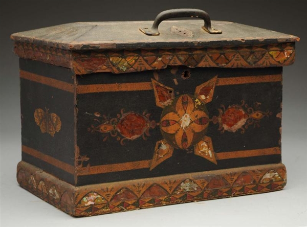 PAINTED TOLEWARE DOCUMENT BOX.                    