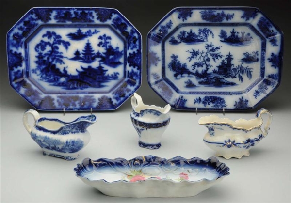 LOT OF 6: FLOW BLUE CHINA.                        