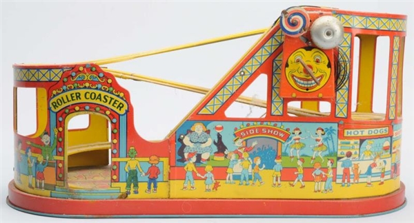 TIN LITHO CHEIN ROLLER COASTER WIND-UP TOY.       