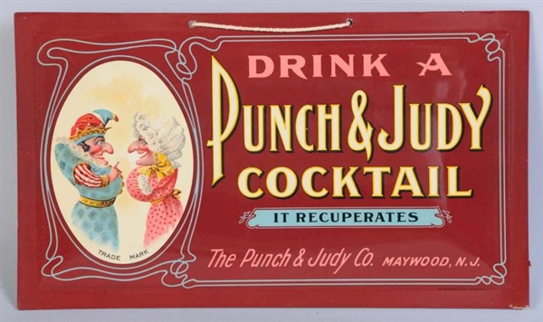 PUNCH & JUDY CELLULOID OVER CARDBOARD SIGN.       