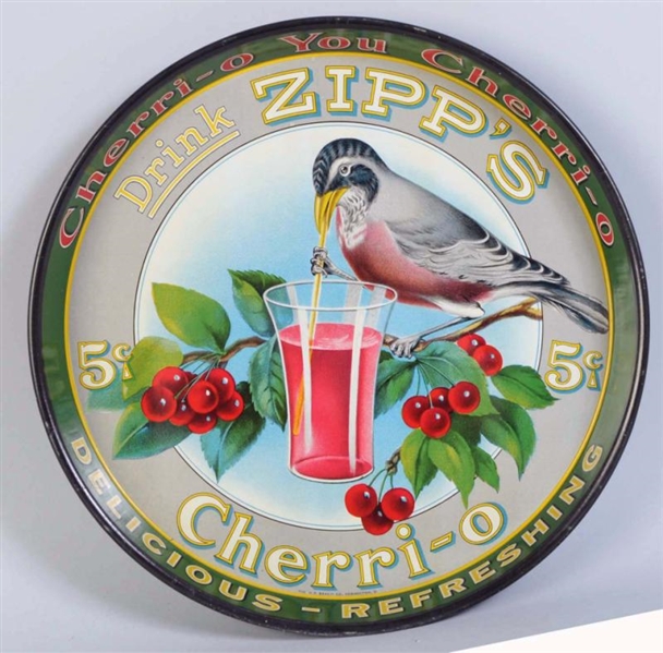 ZIPPS CHERRI-O TIN LITHO SERVING TRAY.           
