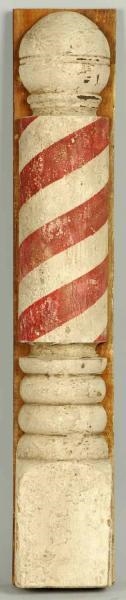 RED & WHITE WOODEN BARBER POLE PLAQUE.            