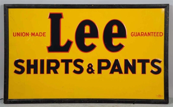 LEE PANTS EMBOSSED TIN SIGN.                      