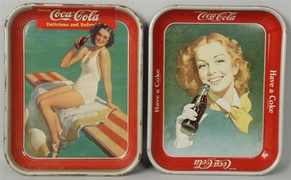 1939 & 1950S COCA-COLA SERVING TRAYS.             