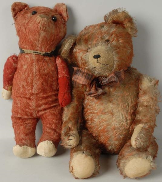 LOT OF 2: RED MOHAIR TEDDY BEARS.                 
