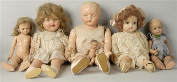 LOT OF 6: AMERICAN COMPOSITION DOLLS.             