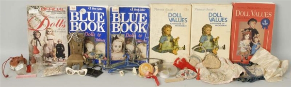 LOT OF 6: DOLL BOOKS & ACCESSORIES.               