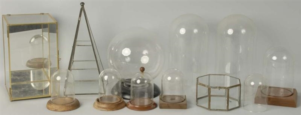 LOT OF 12: GLASS DOMES & CASES.                   