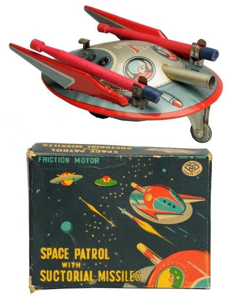 TIN LITHO SPACE PATROL WITH SUCTORIAL MISSILES.   
