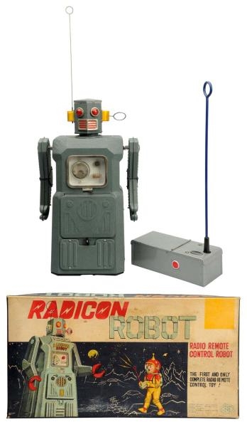 TIN LITHO PAINTED BATTERY-OPERATED RADICON ROBOT. 