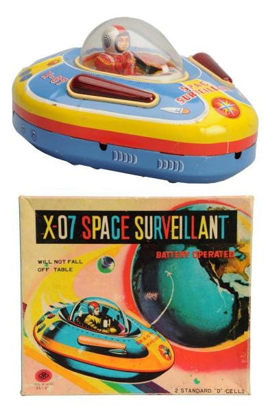 TIN LITHO BATTERY-OPERATED X07 SPACE SURVEILLANT. 