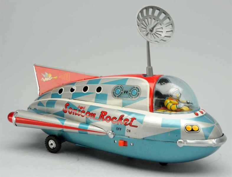TIN LITHO BATTERY-OPERATED SONICON ROCKET.        