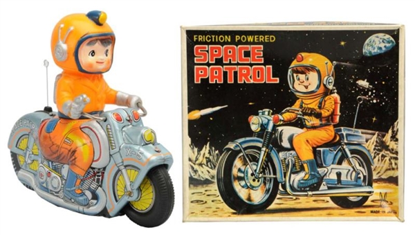 TIN LITHO FRICTION SPACE PATROL MOTORCYCLE.       