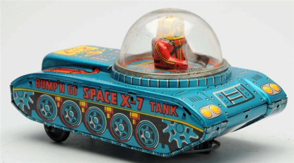 TIN LITHO CRANK-WIND SPACE TANK X-7.              