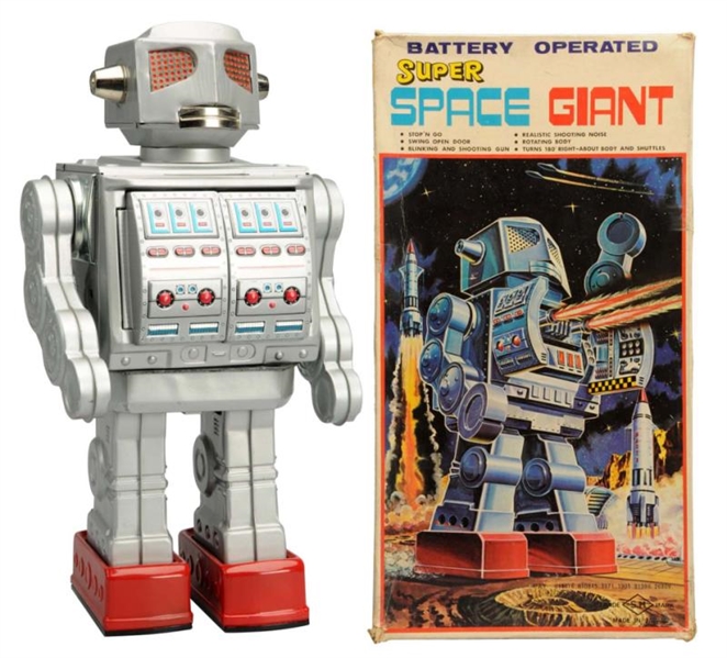 TIN LITHO BATTERY-OPERATED SUPER SPACE GIANT.     