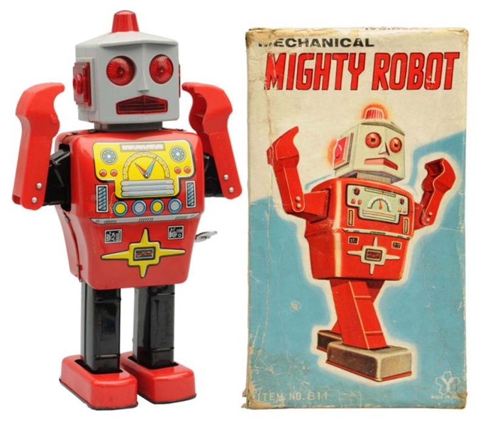TIN LITHO WIND-UP MIGHTY ROBOT.                   