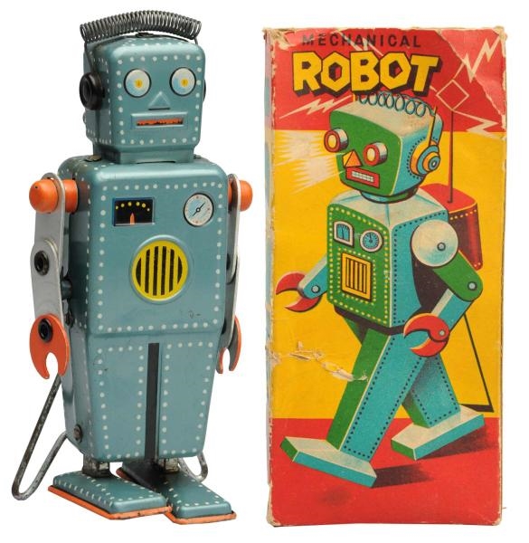 TIN LITHO & PAINTED WIND-UP MECHANICAL ROBOT.     
