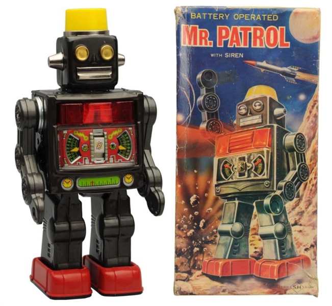TIN LITHO BATTERY-OPERATED MR. PATROL ROBOT.      