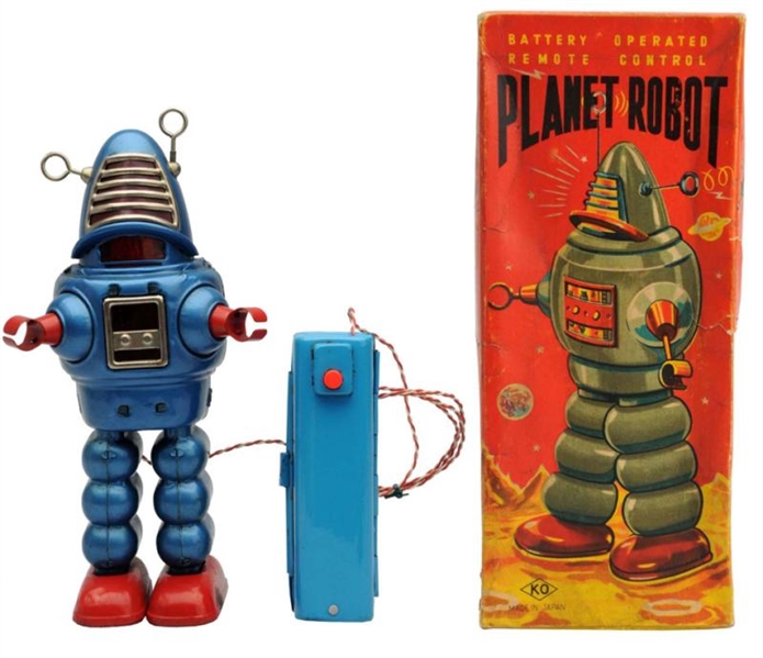 PAINTED TIN BATTERY-OPERATED PLANET ROBOT.        