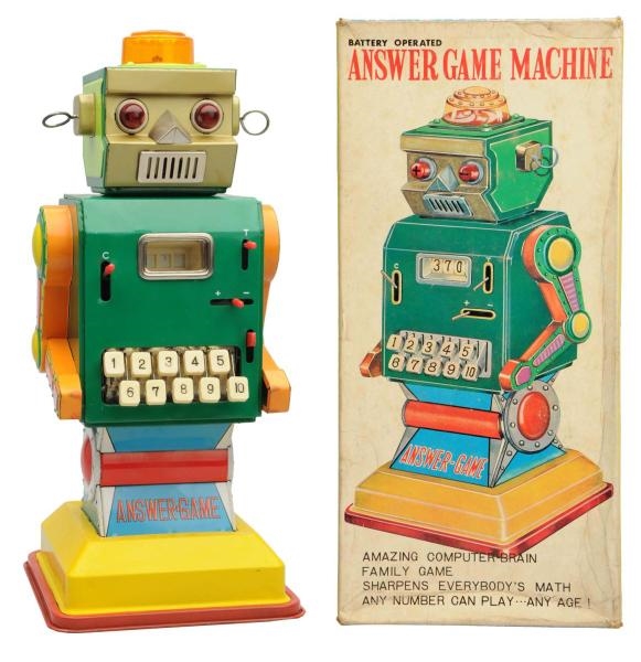 TIN LITHO & PAINTED ANSWER GAME MACHINE.          