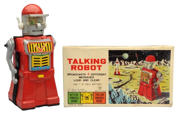 TIN LITHO & PAINTED TALKING ROBOT.                