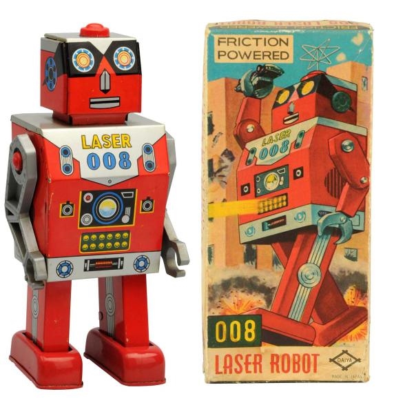 TIN LITHO CRANK-WIND LASER ROBOT 008.             