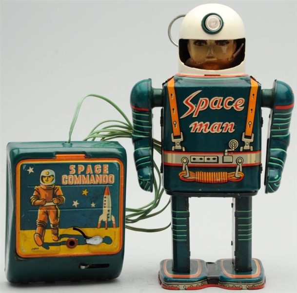 TIN LITHO BATTERY-OPERATED SPACE MAN.             