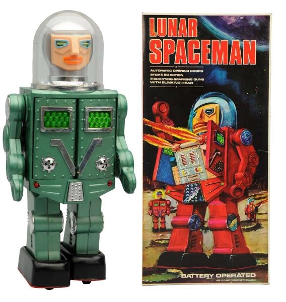 PLASTIC BATTERY-OPERATED LUNAR SPACEMAN.          