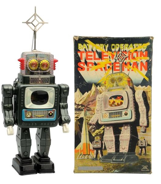 TIN LITHO & PAINTED TELEVISION SPACEMAN.          