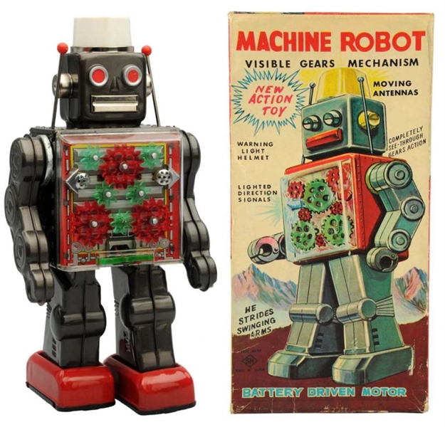 TIN LITHO & PAINTED BATTERY-OP MACHINE ROBOT.     