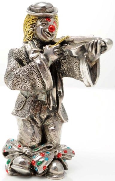 STERLING SILVER CLOWN WITH VIOLIN.                