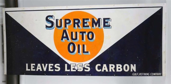 1930S-40S GULF SUPREME OIL PORCELAIN SIGN.        