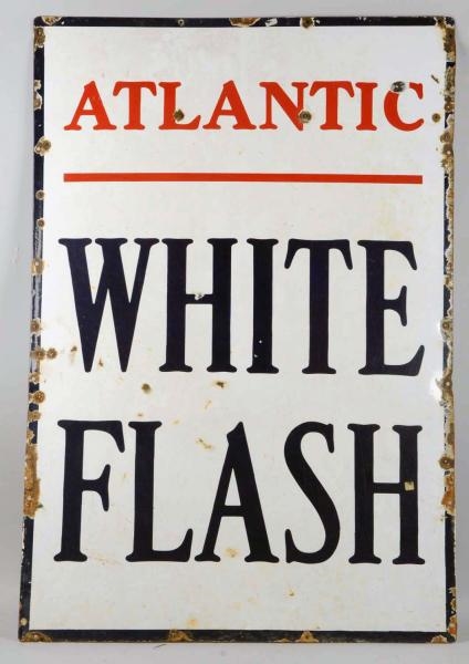 ATLANTIC WHITE FLASH PORCELAIN SIGN.              