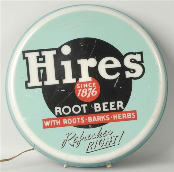 BLUE HIRES ROOT BEER LIGHT-UP SIGN.               