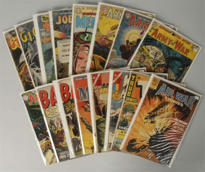 LOT OF 16: 1940S-60S MILITARY THEMED COMICS.      