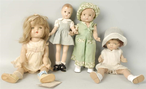 LOT OF 4: COMPOSITION DOLLS.                      