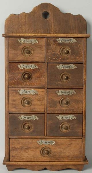 WOODEN 9-DRAWER SPICE CABINET.                    