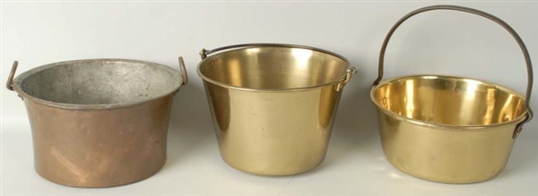 LOT OF 3: COPPER KETTLES.                         