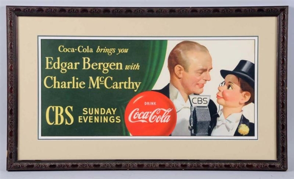 BEAUTIFULLY FRAMED COCA-COLA BERGEN PAPER POSTER. 