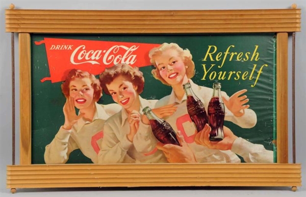 1953 2-SIDED COCA-COLA POSTER & NEW FRAME.        